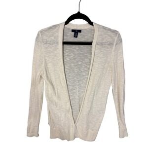 Gap Women's XS Cream Open Front Long Sleeve Knit Cardigan Sweater Layering